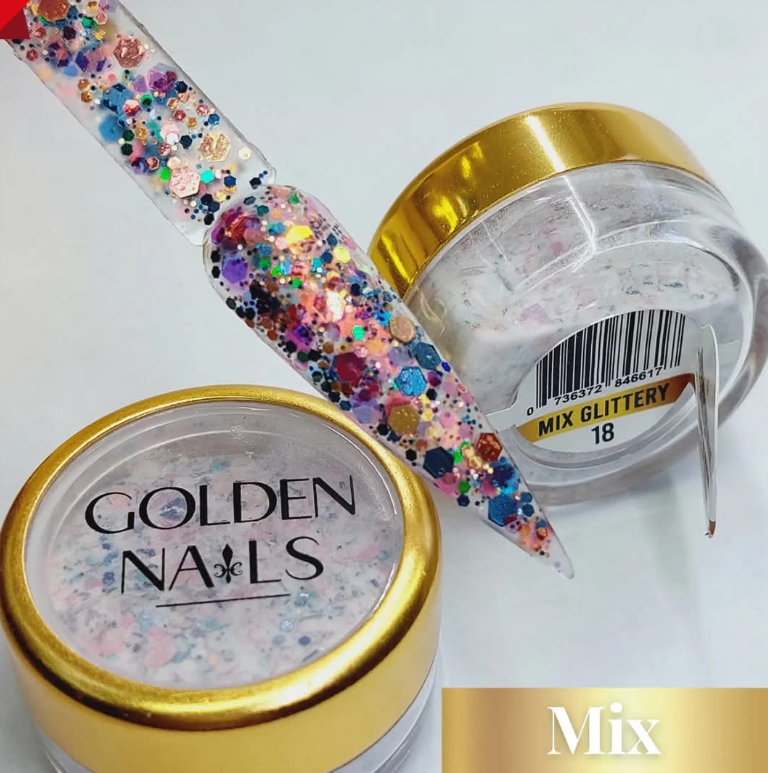 MIX GLITTERY #18 GOLDEN NAILS